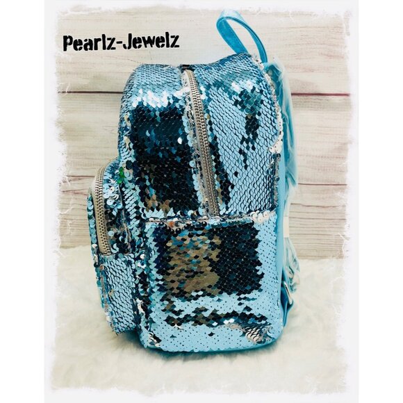 Loungefly Disney Frozen Elsa Sequin Reversible Blue Silver Mini Backpack NWT main image 6